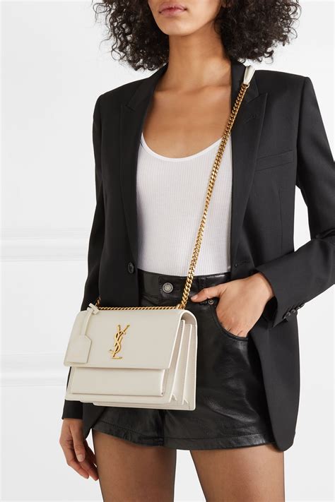 ysl sunset white silver chain|SAINT LAURENT Sunset medium leather shoulder bag .